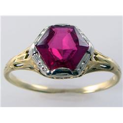 Antique Estate 1920s Hand Made Red Spinel Ring 18kt Yellow & White Gold     Retail Value $3120   