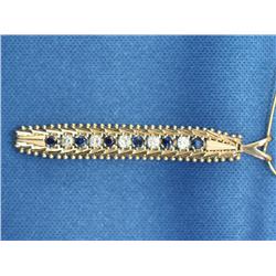 14kt Diamond & Sapphire Pendant Custom Made 14kt Yellow Gold 4.9 Grams     GIA GEMOLOGIST APPRAISAL 