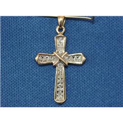 10k Gold Cross W/0.50ctw Diamonds    