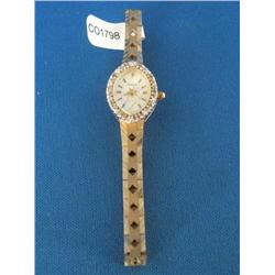 Vintage Elgin Quartz Watch w/Diamonds-cracked face    
