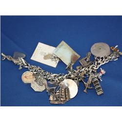 Large Sterling Silver Charm Bracelet    