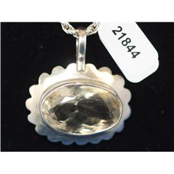 Sterling Pendant W/25ctw Citrine W/Sterling Chain    