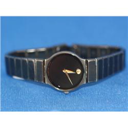 Ladies Black Museum Movado Watch    