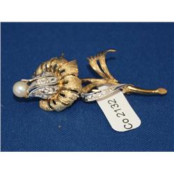 Vintage Gold Over Sterling Flower Pin    