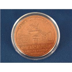 1 oz Copper $1 Liberty Coin    