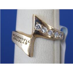 Ladies 10k Gold Ring W/Diamonds Stamped McDonnell Douglas Made by OC Tanner CO.   