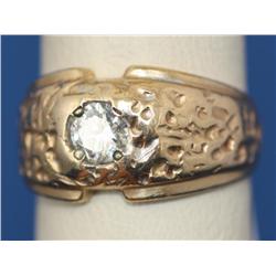 Men's 14K Gold Nugget Style Ring W/0.60 ct Diamond    