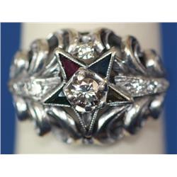 Ladies Eastern Star Ring 14K 0.20ct Diamond 8.1gr    