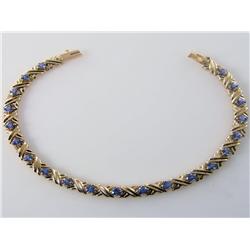 AAA Grade Tanzanite Tennis Bracelet 14kt Yellow Gold 6.4 Grams     Retail Value $2360   