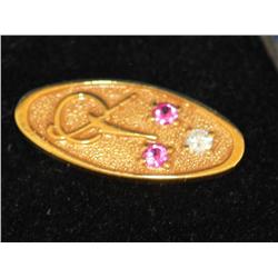 10k Gold Lapel Pin W/Rubies & Diamond    