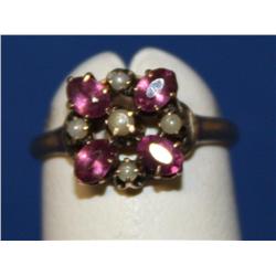 Vintage Amethyst & Seed Pearl 10K Gold Ring    