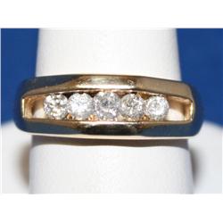 14K Gold Ring W/Diamonds 8.2gr 1- Diamond 12pts 4- Diamonds 7pts ea   