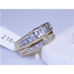 14K Gold & Diamond Wedding Set 9.5gr 1- Princess Diamond 50pts 8- Princess Diamonds 15pts ea 12- Pri