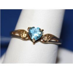 10k Heart Shape Blue Topaz Ladies Ring 1.4gr