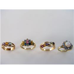 (4) Natural Gemstone Rings 12.8 Grams Times the Money Multi Gemstone Ring    10kt Yellow Gold Retail