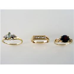(3) Natural Diamond & Gemstone Estate Rings Times the Money 3 Stone Diamond Band    14kt Yellow Gold