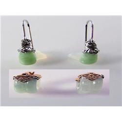 (2 Pair) AAA Grade Jade Earrings Times the Money AAA Grade Jade Double Half Circle Earrings   14kt Y