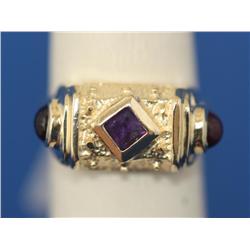 14k Gold Ring W/ Amethyst & Garnet Custom Made 14kt Yellow Gold 6.1 Grams     GIA GEMOLOGIST APPRAIS