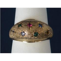 10k Gold Genuine Multi Gemstone Mothers Ring Size 7.75   