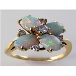 AAA Grade Opal & Diamond Ring Lots of Fire 18kt Yellow Gold 4.2 Grams    GIA GEMOLOGIST APPRAISAL IN