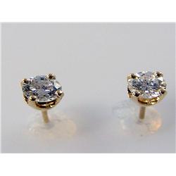 Round Brilliant Diamond Earring Studs 14kt Yellow Gold     Retail Value $3175   