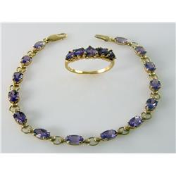 Deep Purple Brazilian Amethyst Set Of 2 Heart Shape Brazilian Amethyst Ring    14kt Yellow Gold     