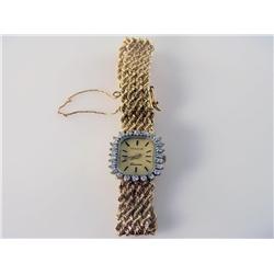 Working Ladies Diamond Geneve Watch Case & Watch Band Both 14kt Yellow Gold    14kt Yellow Gold 17.8
