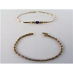 (2) Diamond & Gemstone Bracelets Times the Money Heart Shape Amethyst & Diamond Bracelet    10kt Yel