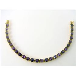 20ct AAAA Grade Brazilian Amethyst Bracelet Rare Deep Purple Color    18kt Yellow Gold 12.3 Grams   