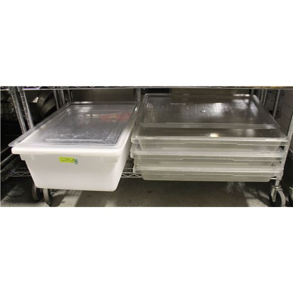 4 FOOD GRADE 18  X 26  BINS W/ LIDS