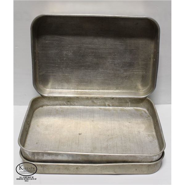 LOT OF 3 ALUMINUM 18" X 12" ROASTING PANS / CAKE