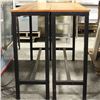 Image 1 : LOT OF 2 WOOD & METAL BAR HEIGHT TABLES