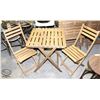 Image 1 : FOLDING WOOD PATIO TABLE W/ 2 FOLDING WOOD CHAIRS