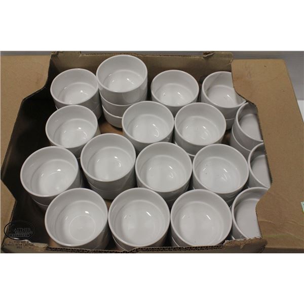 BOX OF SOUP BOWLS (X34) AND S/S RAMKINS (X84)