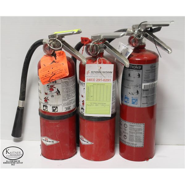 GROUP OF THREE 10LBS FIRE EXTINGUISHERS - CHARGED