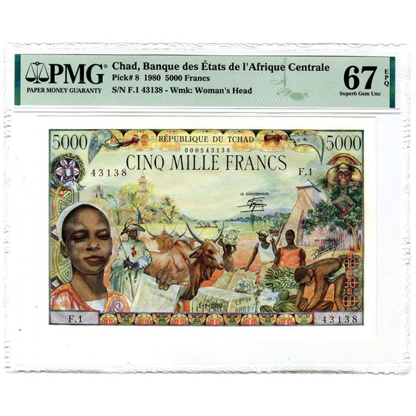 Banque des Etats de l'Afrique Centrale, 1980 "Top Pop" Issued Banknote