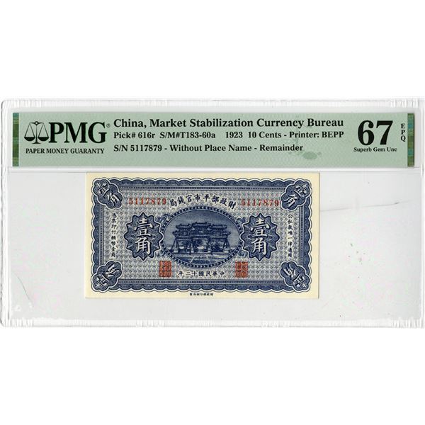 Market Stabilization Currency Bureau, 1923, "Top Pop" Remainder Banknote