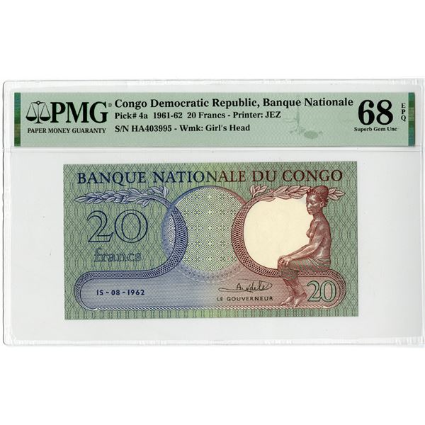 Banque Nationale du Congo, 1961-62, "Top Pop" Issued Banknote