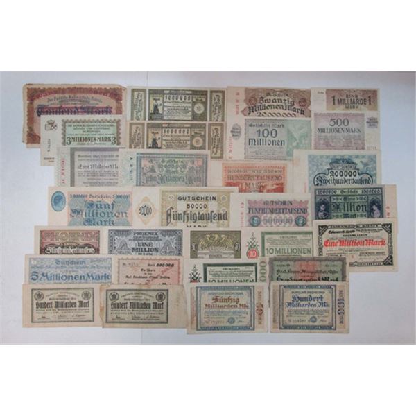 Munich, Dusseldorf, Duisburg-Hochfeld, Essen, and Other Locations Assortment of German Notgeld Notes