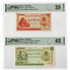 Image 1 : Kingdom of Libya Treasury, 1951 (ND 1955)-1952 Issued Banknote Pair