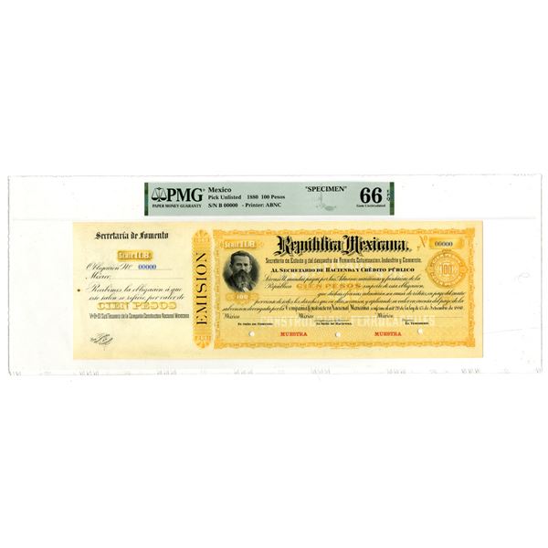 Republica Mexicana, Compania Constructera Nacional Mexicana, 1880, P-Unlisted Specimen Circulating B