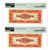 Image 2 : Philippines Treasury Certificate. ND (1944). Victory Series Sequential High Grade Pair of Issued Ban