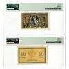 Image 2 : Russia, Treasury Small Change Note and Government "Top Pop" Banknote Pair, ca.1915 & 1918, Lot of 2 