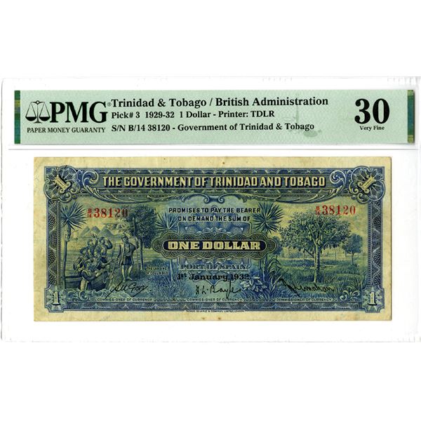 Government of Trinidad and Tobago, 1932 Issued Banknote Rarity.