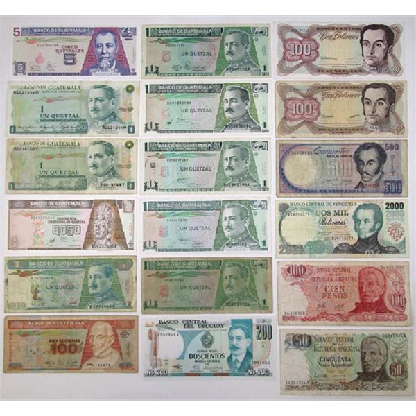 Ecuador, Argentina, Venezuela, Guatemala, & Uruguay, Assortment of Issuers, 1974-1998, Lot of 75 Iss
