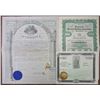 Image 1 : Masonic Stock, Bond & Insurance Certificate ca.1874 to 1927 & Masonic Pin with Ribbon.