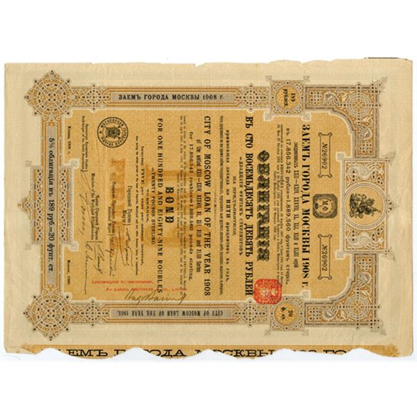 City of Moscow, 1908 I/U Bond