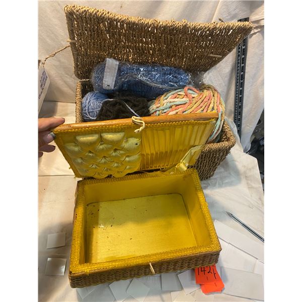 Yarns and sewing  basket