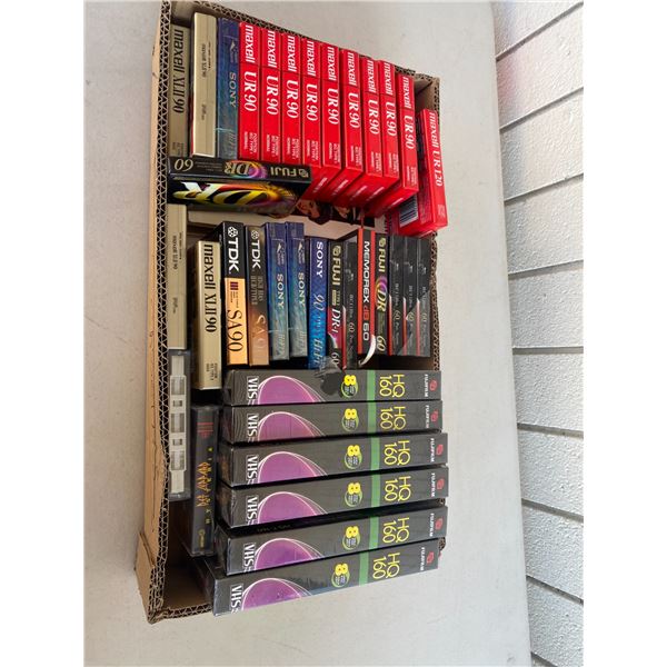 Mostly new Cassettes and vhs tapes