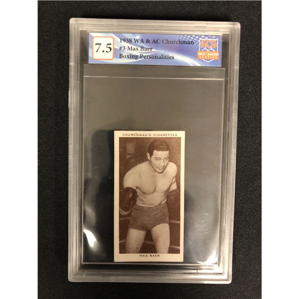 1938 WA & AC CHURCHMAN MAX BAER BOXING CARD (GCG 7.5)